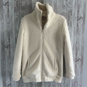 Dudley Stephens Cream Brooklyn Bomber Boucle Fleece Jacket Small